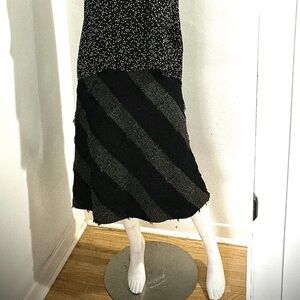 Vintage Laura A Line Skirt - Black on Grey knit Diamond Pattern